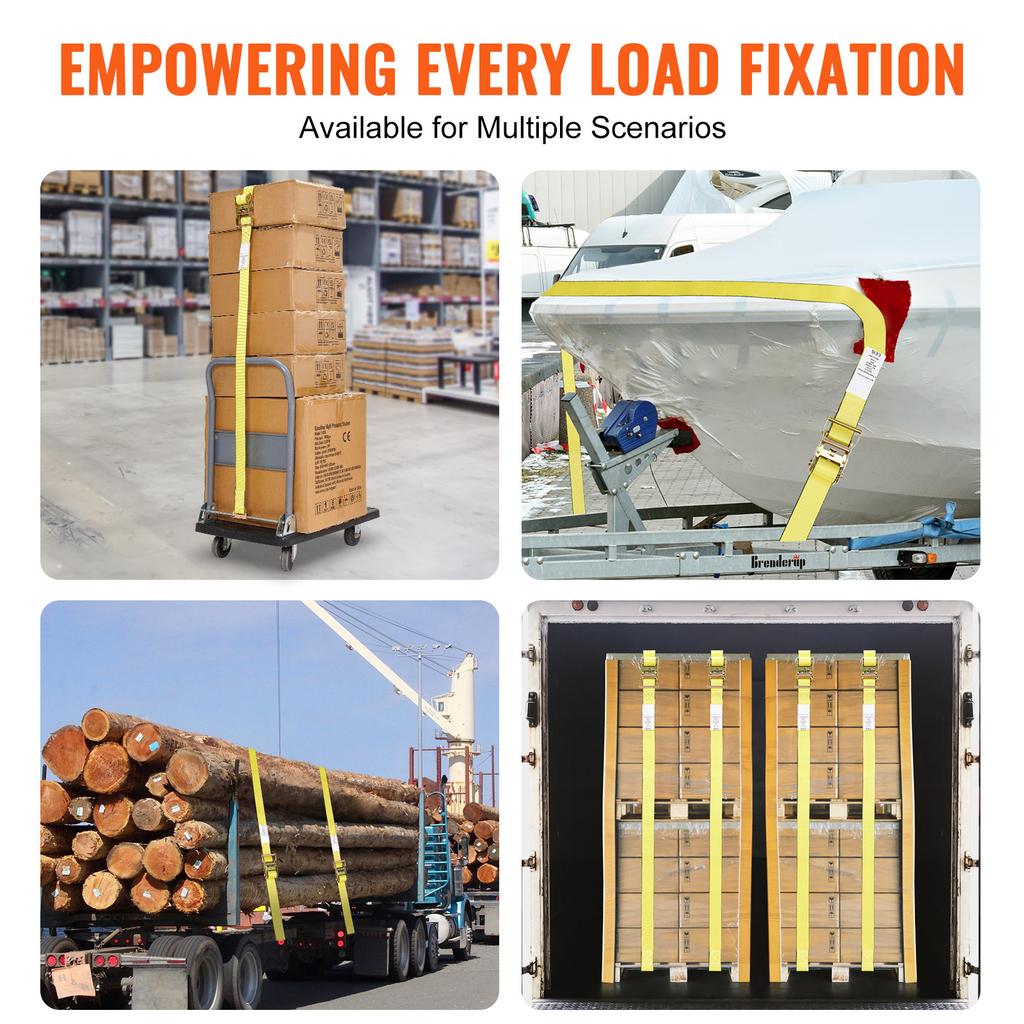 SucceBuy 8pcs 4400Lbs Ratchet Tie Down Straps E-Track Heavy Duty Strap with Hook Loop for Moving Securing Cargo Lawn Equipment