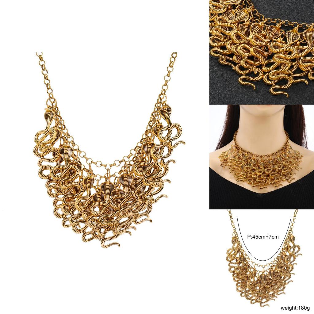 Geometric Alloy Snake Pendant Necklace For Women And Men Fashion Accessory
