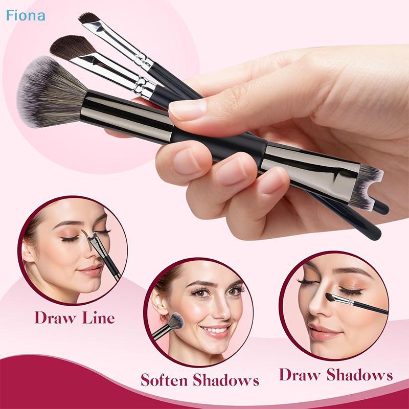 3Pcs Dual-Ended Contour Makeup Brush Set,Professional Nose Contour & Concealer Brushes for Foundation,Blending & Sculpting