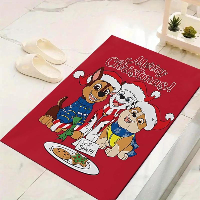 1Pc Christmas Pups Cookies Rug Office Carpet Indoor Outdoor Doormat Nonslip Soft And Comfortable Living Room Christmas Halloween Gift D91874