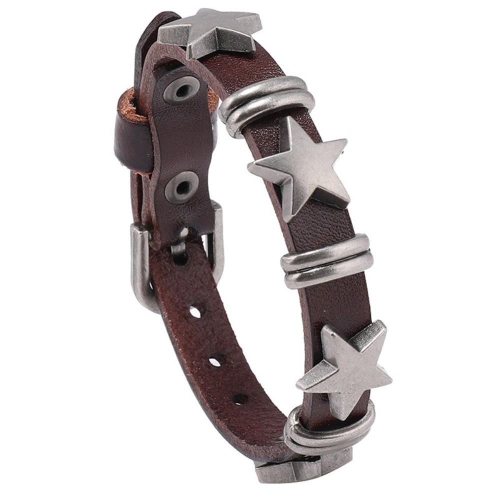 Star Skull Bracelet PU Leather Rivet Bracelet Fashion Chain Bracelet Women Men