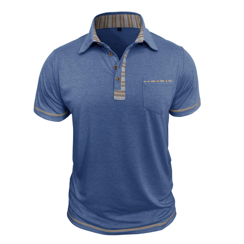 Men's Short Sleeve Polo Shirt Solid Color Casual Tops Breathable Business T-Shirt for Summer