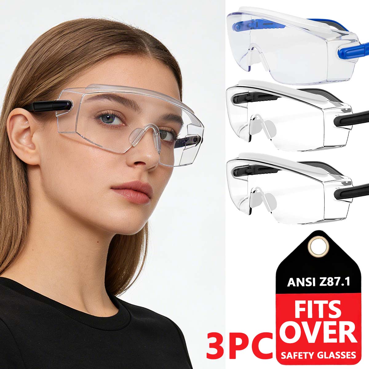 Adjustable Anti Fog Safety Glasses HM5 Protective Goggles with Anti Scratch Lenses over Glasses for Extra Safety