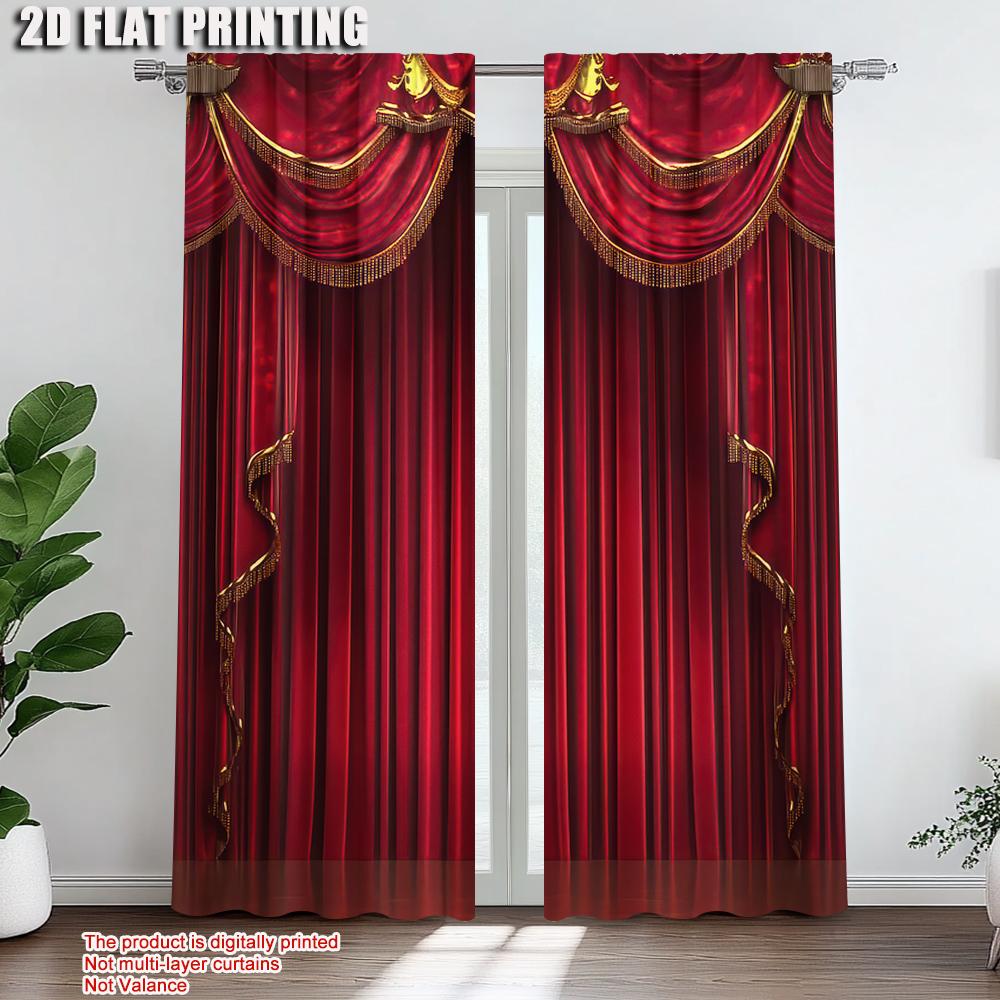 Red Curtains Privacy Perfect Bedroom Living Room Decor Fashion Decorative Curtain Light Blocking Set Of 2 Made Polyester Machine Washable Great