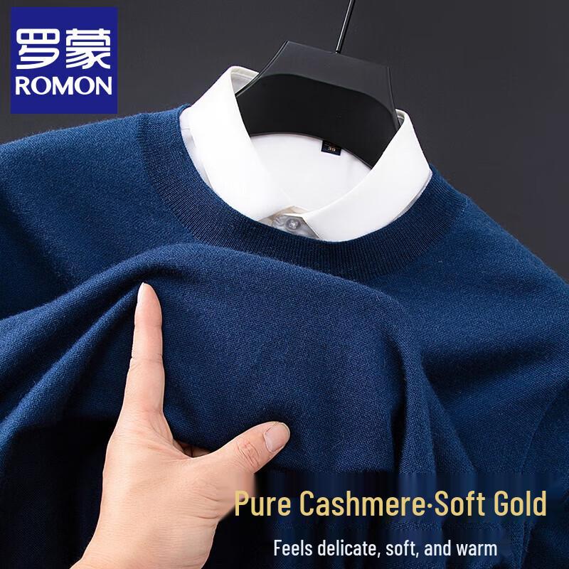 Romon Men's 100% Cashmere Round Neck Sweater