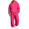 Lined Hooded Zip Up Two Piece Set for Casual Athletic Everyday Wear