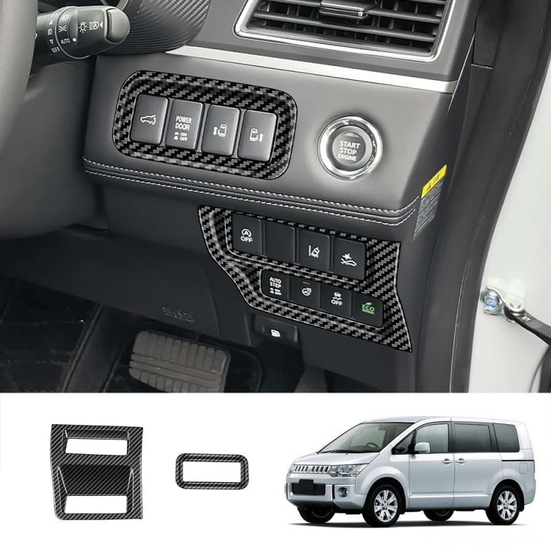 RHD For Mitsubishi Delica D:5 2024 2025 Headlight Lamp Switch Button Panel cover driver's control Frame Sticker Cover Trim