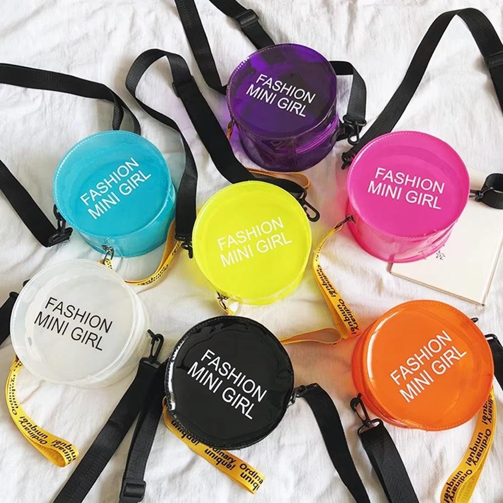 PVC Transparent Shoulder Bag Mini Round Toilet Bag Simple Vacation Beach Bag Girls