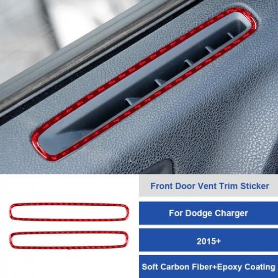 2x Red Carbon Fiber Front Door Side AC Vent Sticker for Dodge Charger 2015-