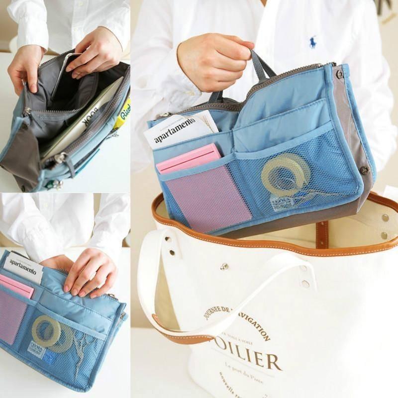 Sac à Maquillage Moderne Simple à Double Fermeture Éclair en Polyester Pour Voyage et Rangement de Salle de Bain