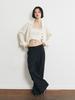 HALF DEVIL US Knit Punching Logo Two-Way Tube Top_Ivory