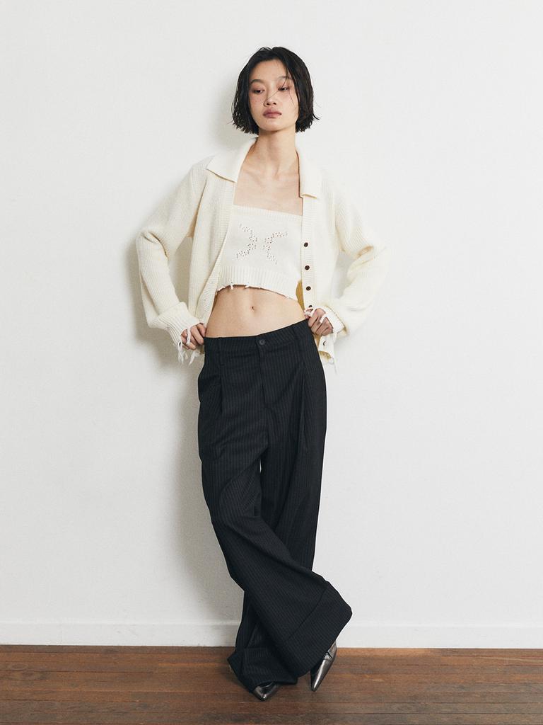 HALF DEVIL US Knit Punching Logo Two-Way Tube Top_Ivory
