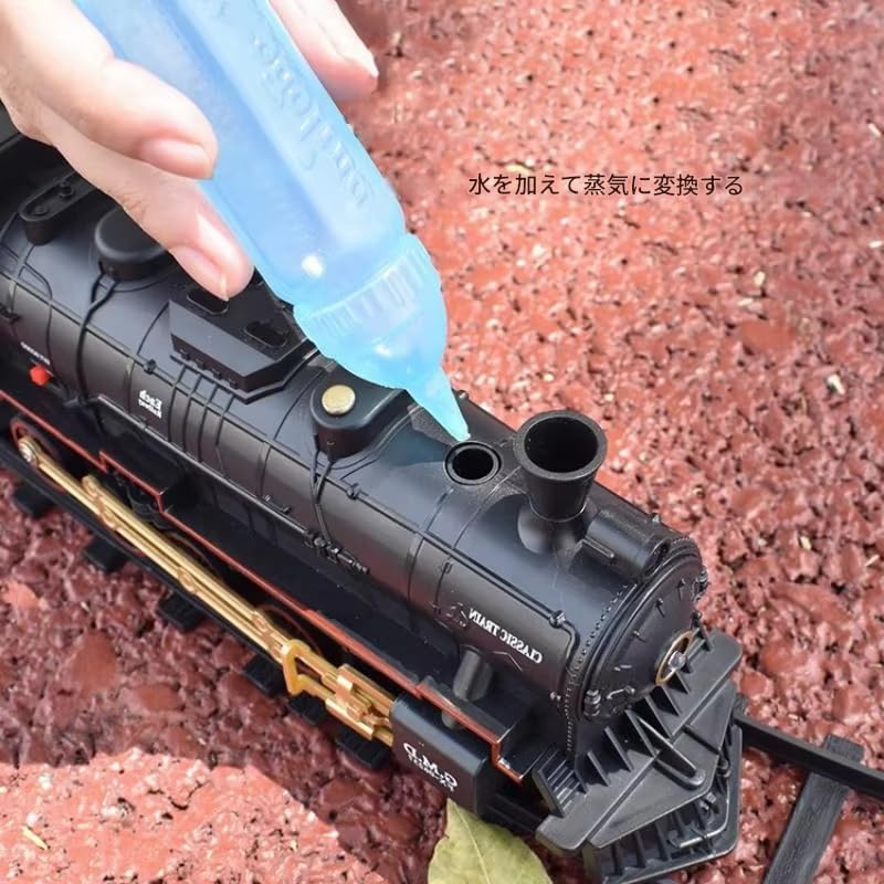 Zmart Klassischer Elektrischer Eisenbahnzug Dampflokomotive Lichter und Geräusche Aktiviert durch Hinzufügen von Wasser Elektrisches Eisenbahnmodell Dampflokomotive Eisenbahnset