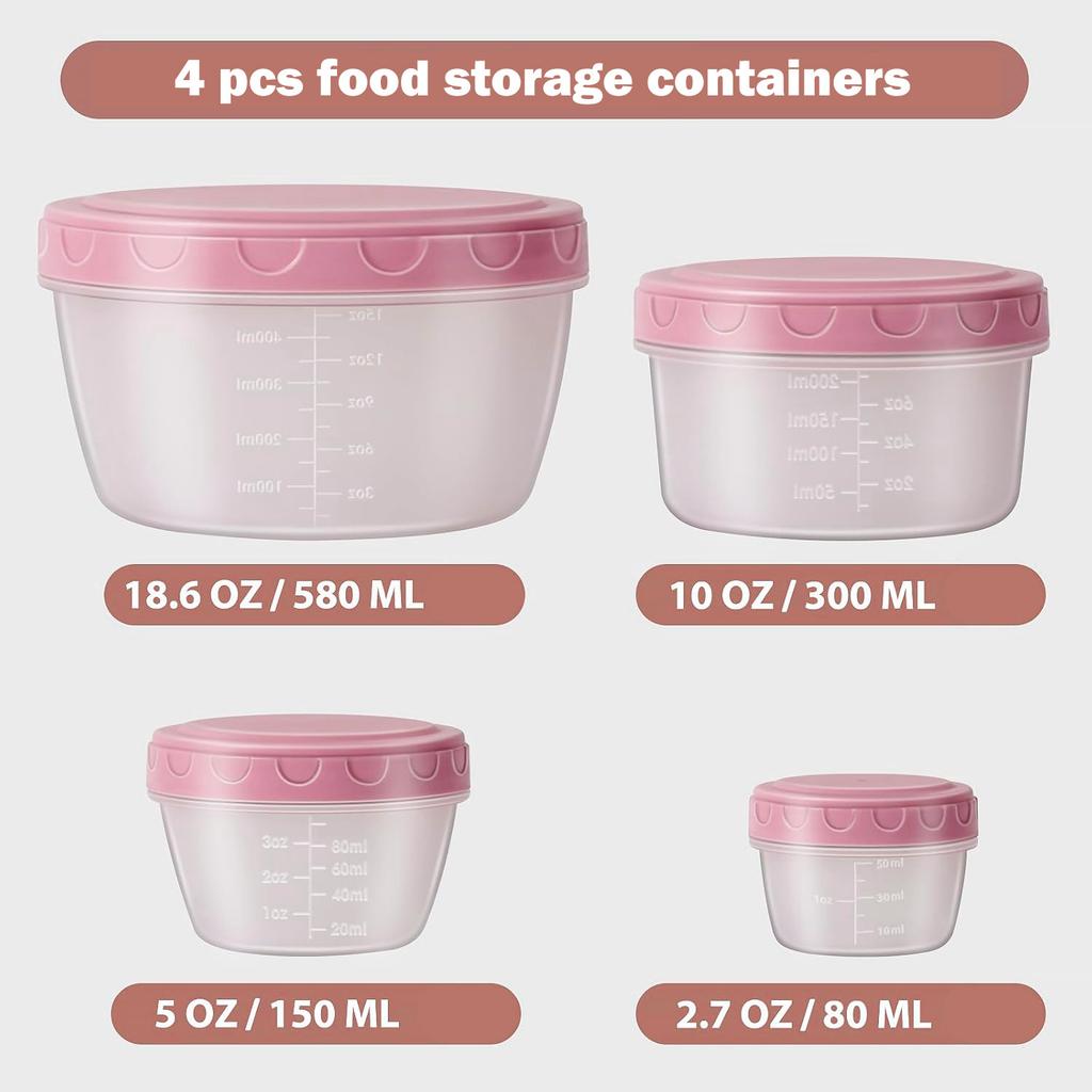 4/16 Pcs Freezer storage Containers with Lids, Reusable BPA Free Plastic Soup Jars, Leakproof Salad Dressing Container to Go