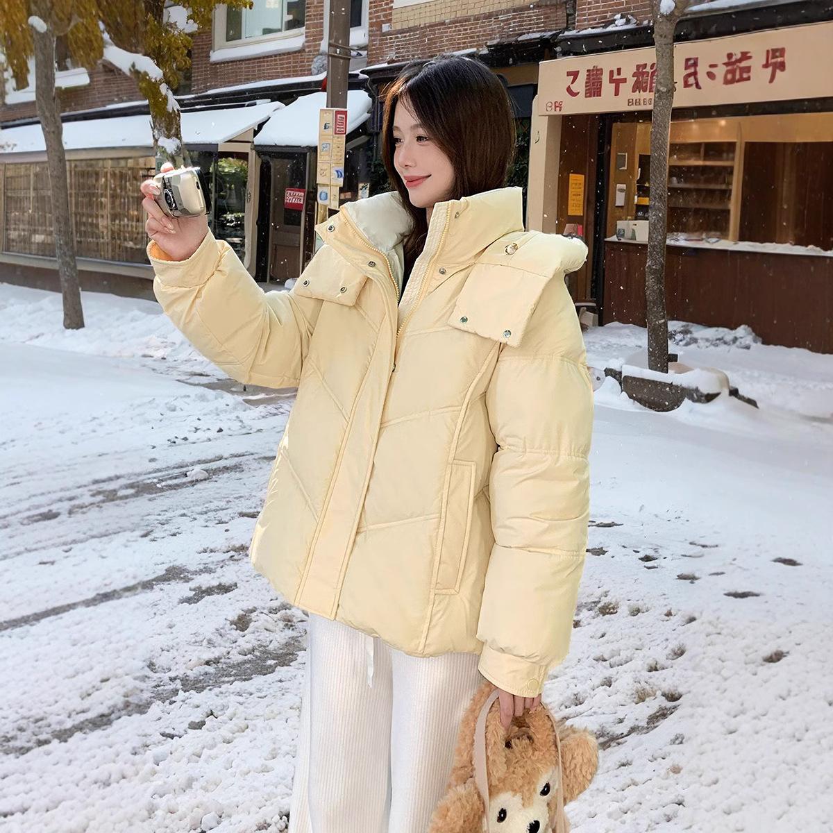 

Новая ветрозащитная легкая утолщенная пушистая теплая теплая холодная свободная короткая куртка из высококачественной ткани в стиле кэжуал для спорта XXL жёлтый