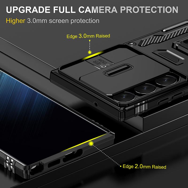 Etui z przesuwaną osłoną obiektywu do Samsung Galaxy S23 S24 S22 S21 S20 Ultra Plus A53 A54 A33 A14 A34 A23 5G Note 20 Zderzaki Pancerz Pokrowiec