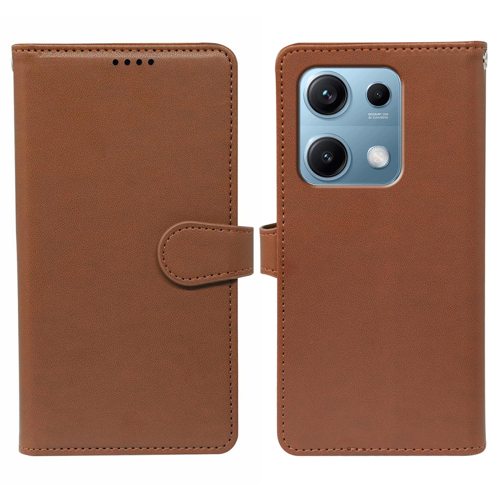 

For Xiaomi Redmi Note 14S 4G Case with 9 Card Slots PU Leather Stand Phone Cover Brown