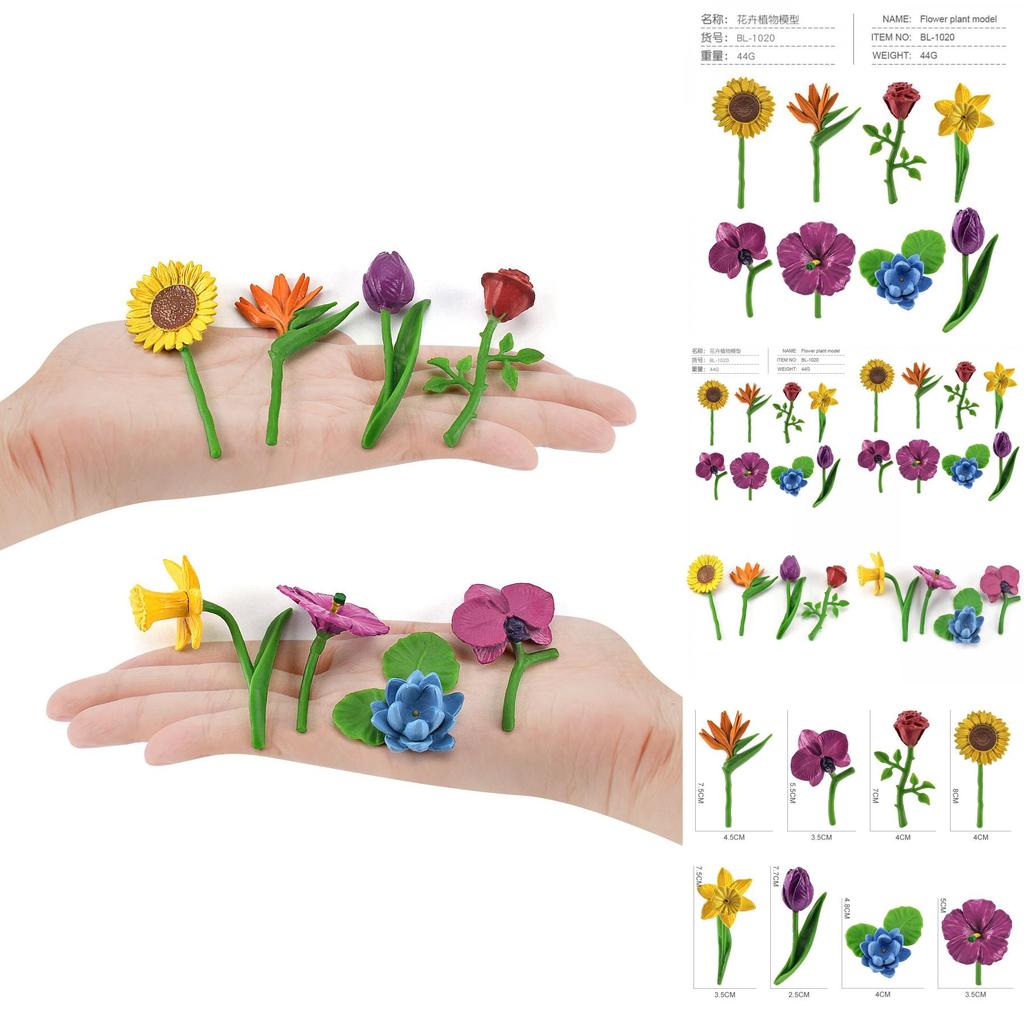 Realistic Childrens Animal Model Scene Decoration Set With Vibrant Sunflowers Daffodils And Roses