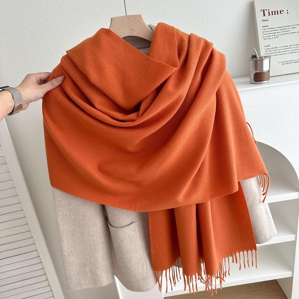 Classic Solid Tassel Scarf Men Women Fall Winter Imitation Cashmere Thick Versatile Shawl Causal Wrap Warm Muffler Male Female