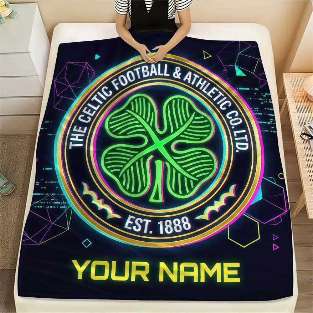 Custom Name The Celtic Football Club Flannel Blanket, High quality Comfortable for All Seasons, Home Decor, Warmth and Comfort