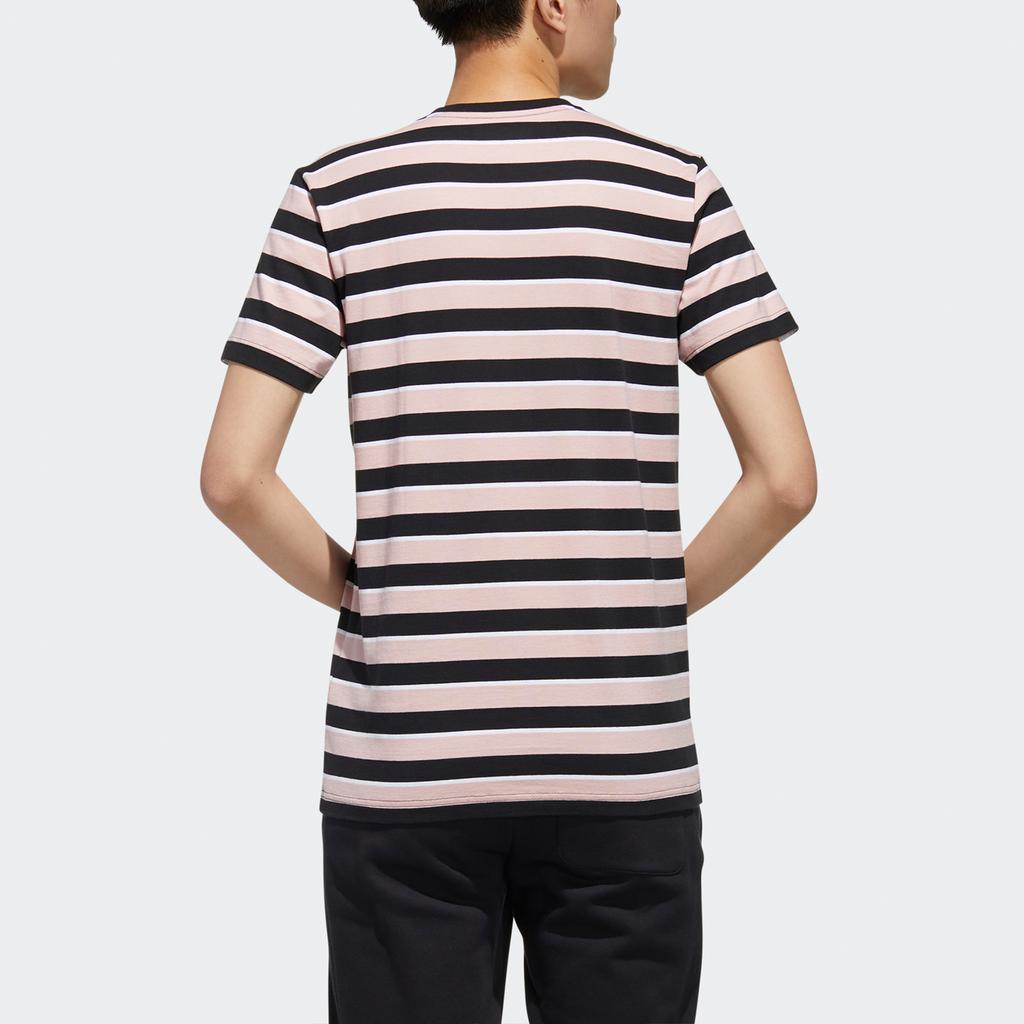 Adidas Neo Logo Print Stripe Sports T-Shirt Men Tops Vibrant-Pink FP7425