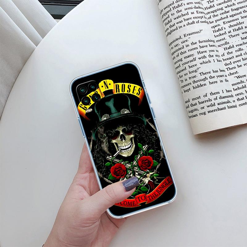BH24 G-guns R-roses Transparent Phone Case for Samsung Galaxy A04 A04S A14 A23 A34 A54 M23 M33 M52 M53