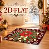 2D Printed Christmas Holiday Decor Mat, Soft Fleece Material, Red Raspberry Pinecone Bell Gift Box Snowflake Pattern, Fun Carpet Machine Washable Non-