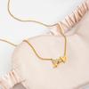 Zora Simple Heart Cross Pendant Necklace with Rhinestones 18K Gold Color Plated Stainless Steel Daily Girl Jewelry