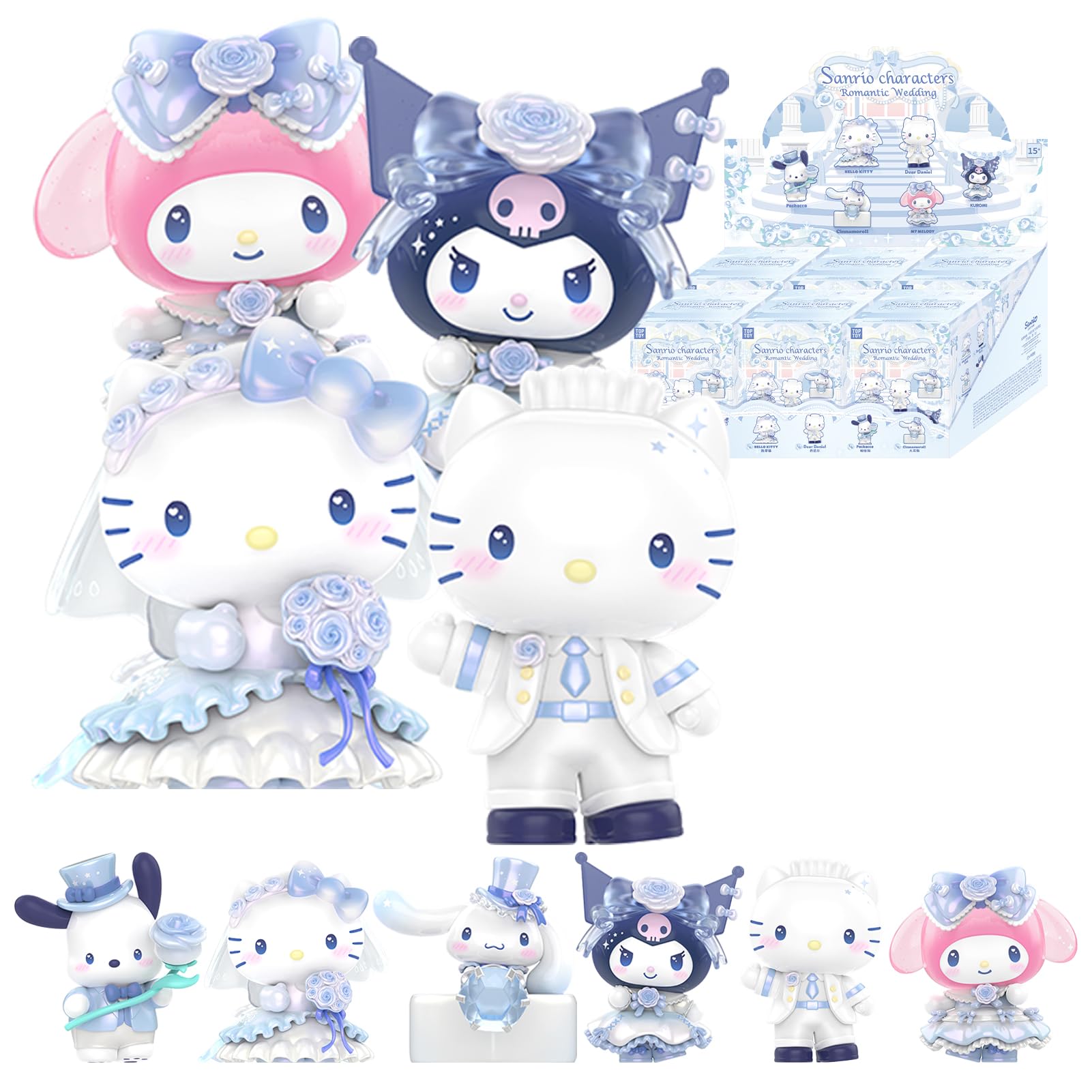 

TOP TOY Sanrio Romantic Wedding Series [Assorted Box of 6] Blind Box Figures, Soft Vinyl PVC, Gift, Birthday, Christmas, Romantic Wedding,