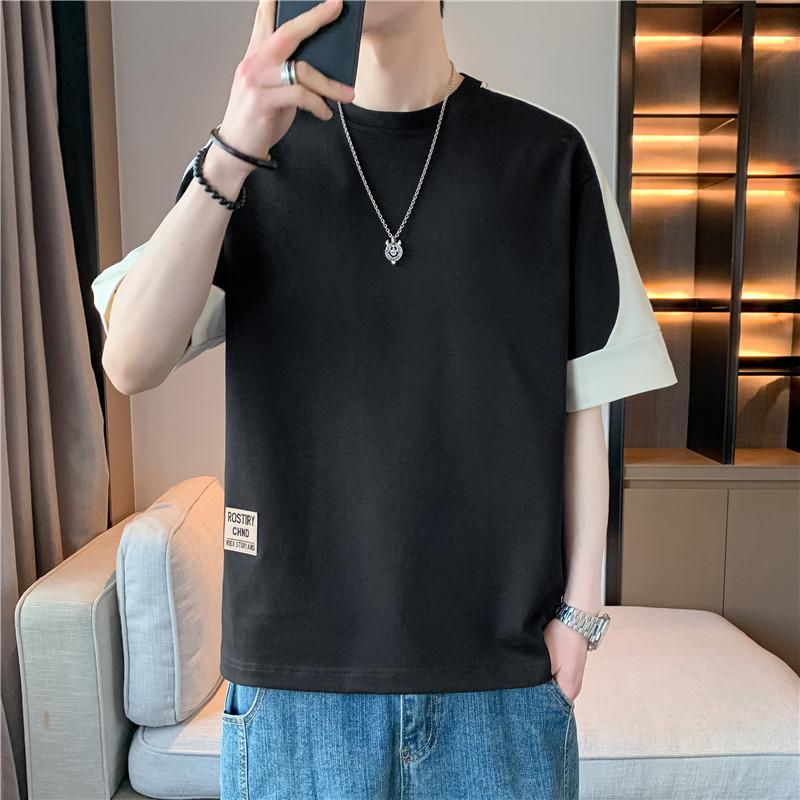 Men's Summer Short-sleeved T-shirt Round Neck Half-sleeved Bottoming Shirt Top Printed Large Size Men's Clothing