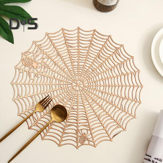 Placemat Spider Web Shape Table Mat Easy To Clean Heat Resistant Table Placemat for Home Halloween Decor