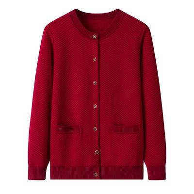 Cardigan da Donna Taglie Forti Rosso in Lana - Autunno/Inverno Maglione Spesso a Maglia Cappotto