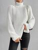 Autumn Winter Knitwear Mid Length Raglan Sleeve High Collar Split Hem Sweater Dress Luxurious Relaxed-fit Slimming and Versatile Top
