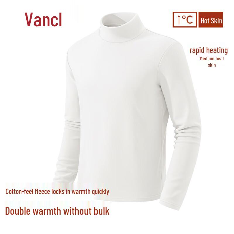 VANCL Men's Brushed Fleece Lined Semi-High Collar Long-Sleeve Thermal T-Shirt