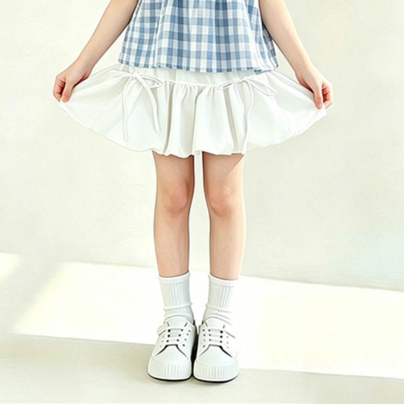 Girls Summer Plaid Two Piece Set Flutter Sleeve Doll Top And Bud Skirt Fashion Outfit For Big Kids 130