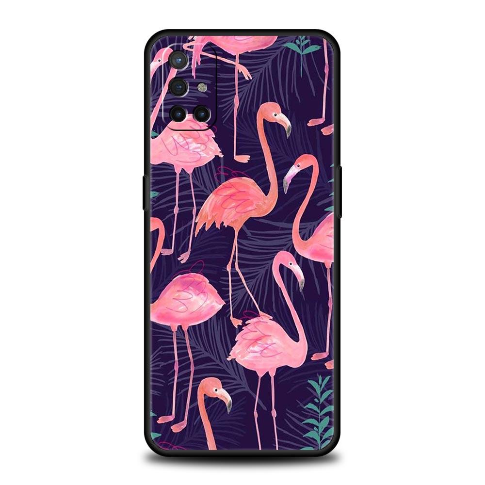 Lovely Pink Flamingos Leaf Phone Case For OnePlus 12 11 10 9 8 7 7T Pro 12R 10R 9RT 9R 8T Nord N100 N200 N10 2T CE 2 5G Cover