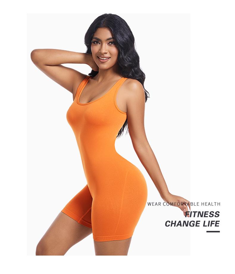 Women's Seamless Nude Bodysuit: Tight-fitting Yoga Wear for Fitness, Running, and Waist Slimming Sportswear.