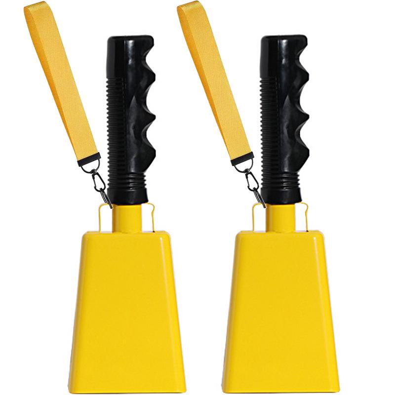 9-Zoll handgekurbelte Kuhglocke für grenzüberschreitende Wettkämpfe und Anfeuern – 8 Zoll lange Handhabe, quadratisches Design