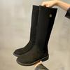 2025 New Knight Boots Matte Suede British Style Round Head Low Heel Niche Thin Boots But Knee Fashion Boots