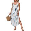 Women's Summer Long Dress, Sleeveless With Side Slits, Long Floral Printed Camisole Dress