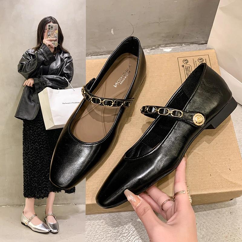 Modische Mary Jane High Heel Schuhe für Damen Neu Weiche eckige Zehenpartie Schnallenriemen Mode Flache Damenpumps Zapatos De Mujer