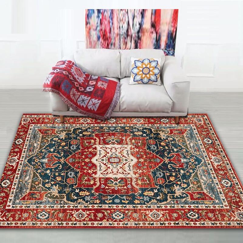Covoraș de intrare stil boem cu model floral etnic, antiderapant, lavabil, pentru intrarea în casă, decor living