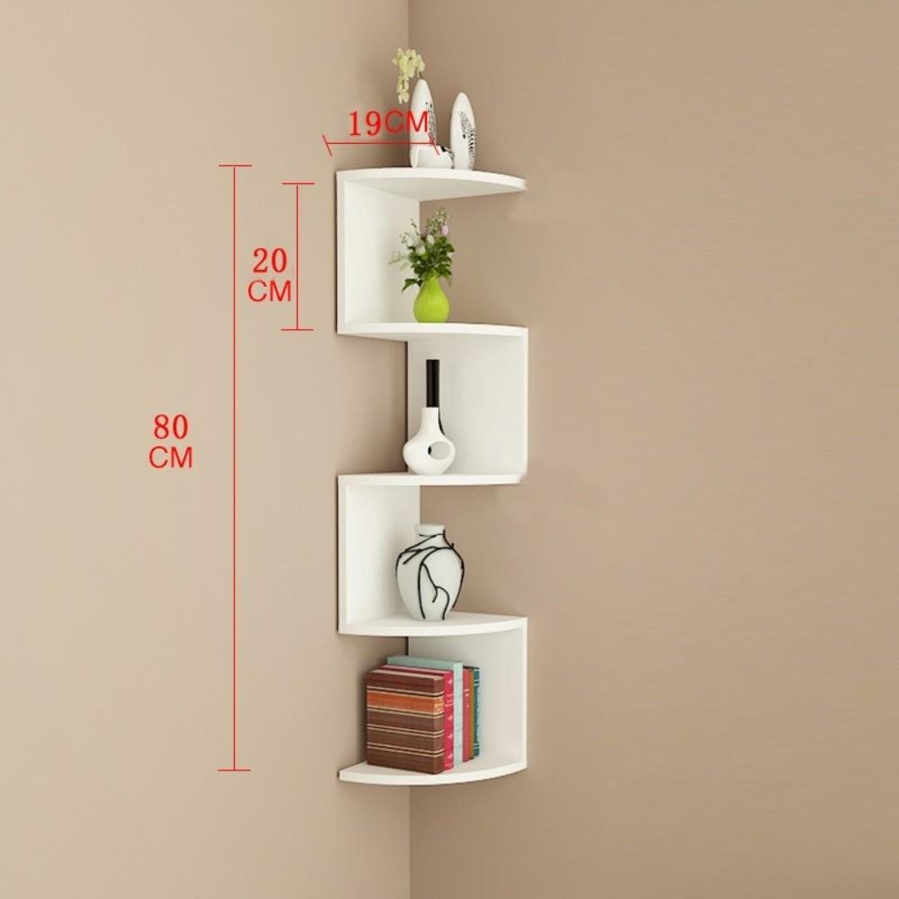 Compact Design Triangular Corner Shelf Space Saving Layered Bookshelf  Bedroom