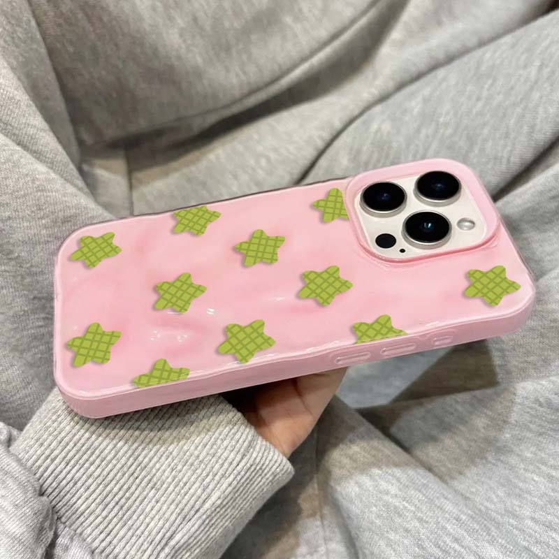 

Cartoon Black Checkered Star Pattern Korean Phone Case for iPhone 16 Pro Max 15 14 13 12 11 XS X XR 7 8 Plus Shockproof Cover iPhone 11