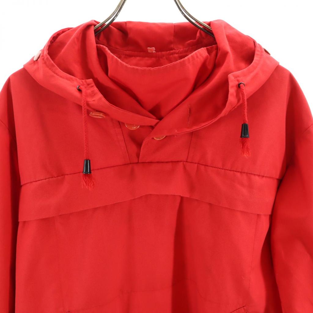 EURO WORK 70s 80s Vintage Snow Parka Half Button Jacket 14 Red Pullover Men's Used