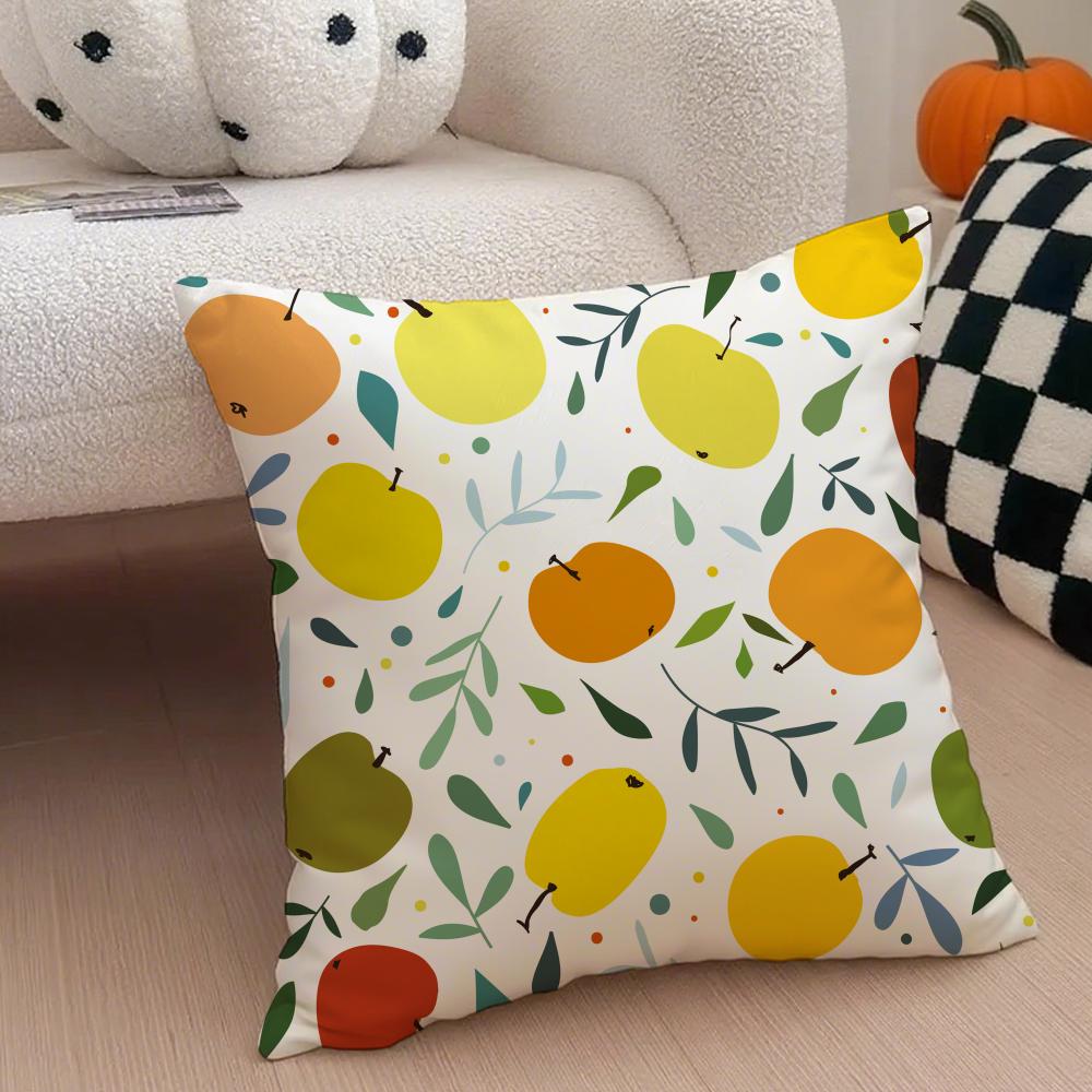Fresh Vibrant Textile Pattern FFruit Print Art Cushion Cover Throw Pillow Cover Hidden Button Durable Polyester Chair Cushion