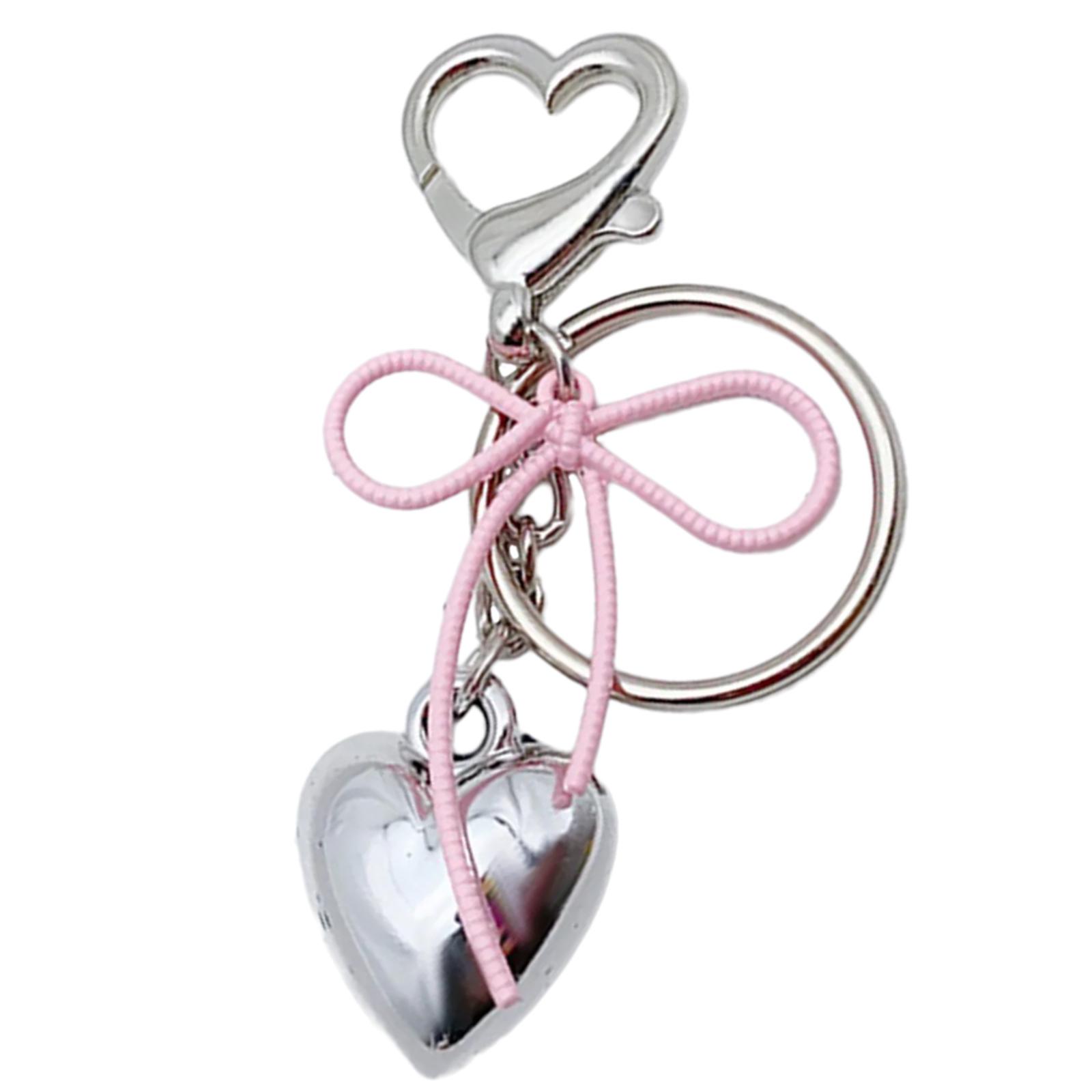

Милый брелок в форме сердца с бантом, украшения для сумки, брелок с орнаментом, рюкзак, сумка, подвеска, подарок для женщин и девочек розовый