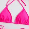 Sexy Women Thong Solid Color Bikini Set Side Halter Tie Swimsuit Ladies Split Strap Adjustable Brazilian Swimwear Beachwear