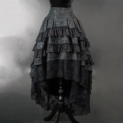 Jupes Imprimées Noires Harajuku pour Femmes Patchwork de Dentelle Vintage Gothique Streetwear Patchwork de Dentelle Jupe Y2k Esthétique