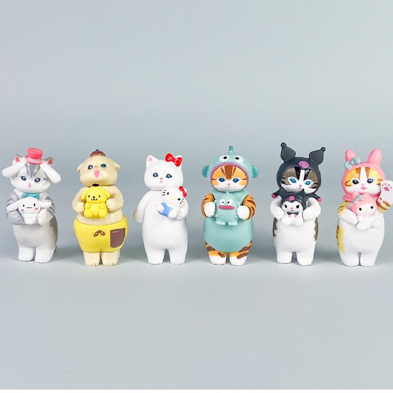 Mofusand Cute Cat Fried Shrimp Seafood Series Model Set Desktop Ornament For Collectors And Gift Enthusiasts